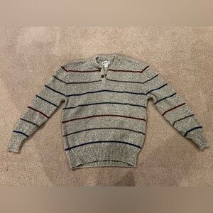 Vintage 1970s American Eagle Gray Striped Wool Men’s Crewneck Sweater, XL